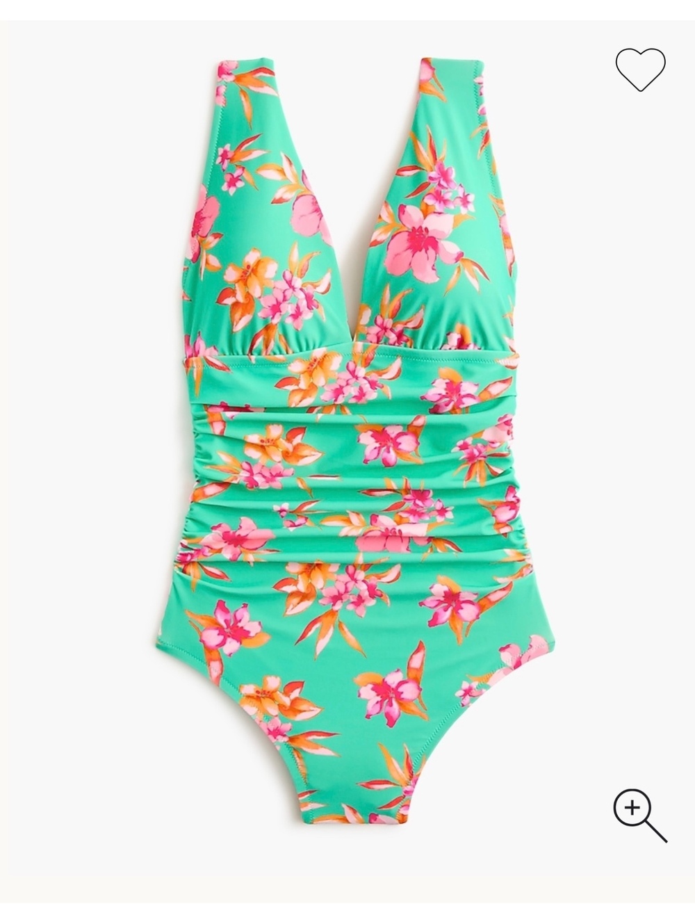 J.Crew Floral One Piece Swimsuit in Turquoise with Pink and Orange Flowers XL